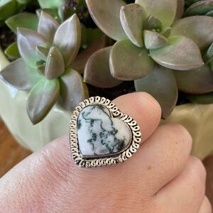 Tree Agate Sterling Silver Ring S925 - Size 7